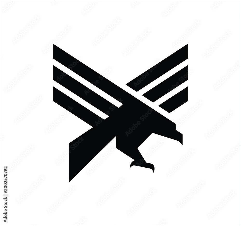 Fototapeta premium crow bird logo design. Minimal monogram emblem, classic style Alphabet vector logo design. Premium Business logo, White background