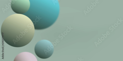 Green 3d Minimalist geometrical abstract background, pastel colors, 3D render. Art & Illustration