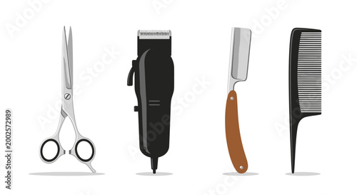 Professional electric hair clipper and razor tool isolated on white background, barber equipment concept for grooming salons, hairstyling brands and personal care product promotions