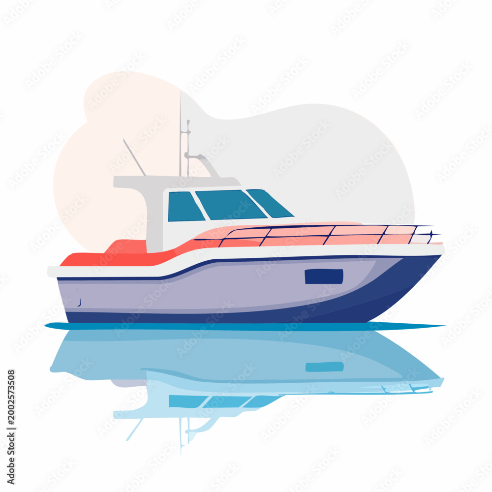 Naklejka premium Modern Motor Yacht Illustration