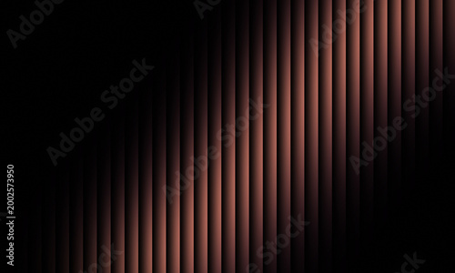 A sophisticated abstract background features dark vertical stripes with warm copper light and subtle shadow effects.