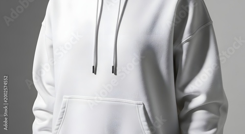 Person wearing white hoodie and gray leather pants