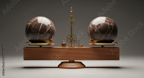 Antique crystal balls with steampunk clock mechanism
