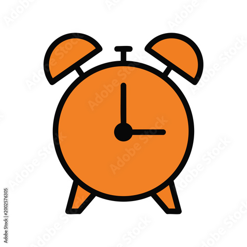 Orange alarm clock icon on white background.