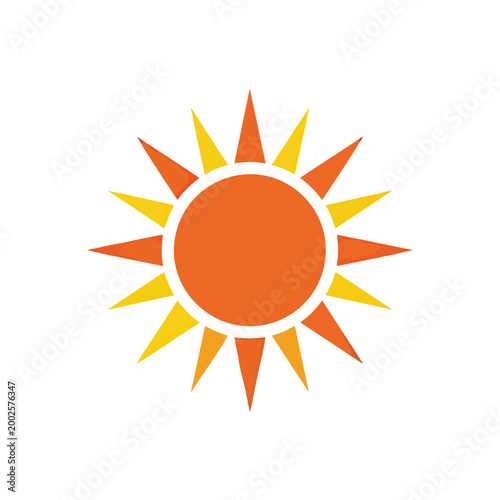 Stylized sun icon with alternating orange and yellow rays.