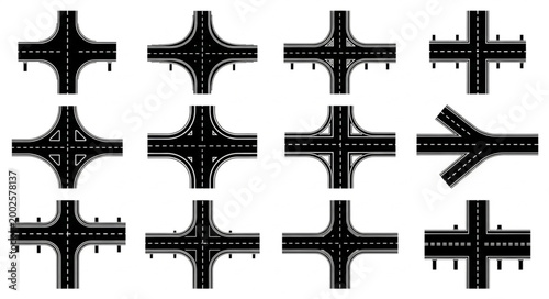 Collection of highway interchanges and road junctions.