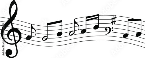 Musical notes are arranged on a staff to illustrate a melody.