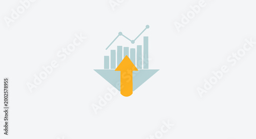 Financial Growth Chart with Upward Arrow and Data Bars