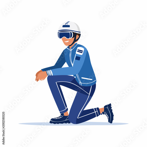 Man in Futuristic Gear Kneeling