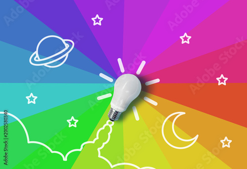 Light bulb rocket launch for idea boost
