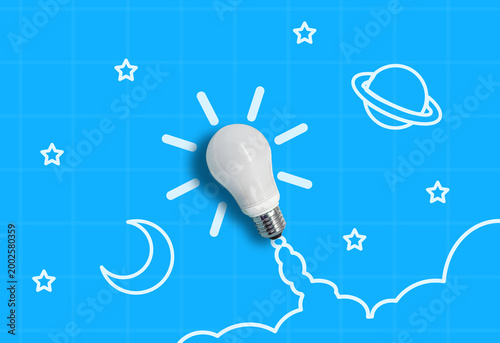 Light bulb rocket launch for idea boost
