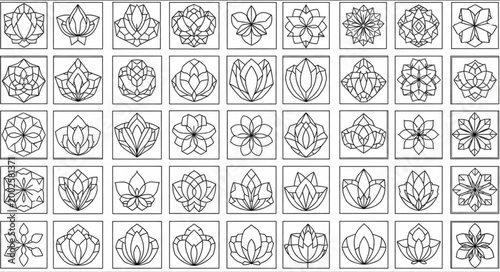 Photos Collection of intricate floral ornamental patterns in black and white