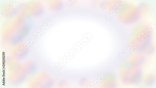 Soft Blurred Polka Dot Vignette Frame Overlay, Pastel Rainbow Bokeh Balls Border, Transparent Background, Horizontal