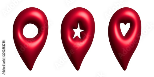 Set of 3d map pin Map marker pointer sign GPS and mapping tools Location pin symbol Pinpoint clipart Single element for web, design