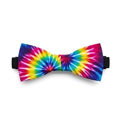 Rainbow tie dye bow tie isolated on white background