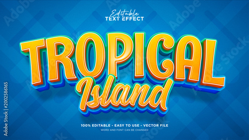 Tropical island editable 3d text effect, cartoon text style effect