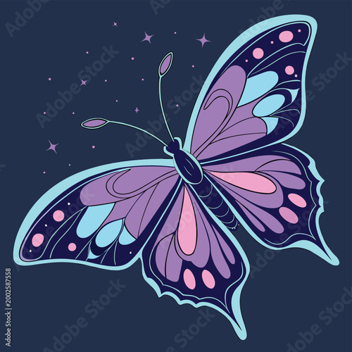 Cosmic Galaxy Butterfly with Neon Wings
