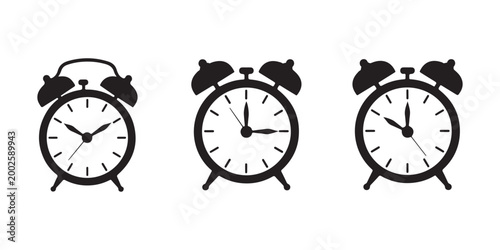 Alarm clock icon set, clock and watch, timer, alarm clock line, digital clock. vector illustration.