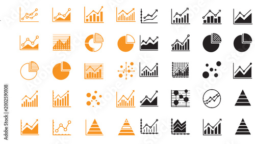 Collection of business and financial data visualization icons