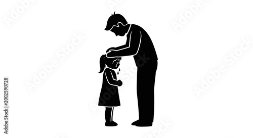 Silhouette illustration of a father comforting his crying daughter.