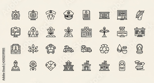 Collection of Government and Public Service Icons.