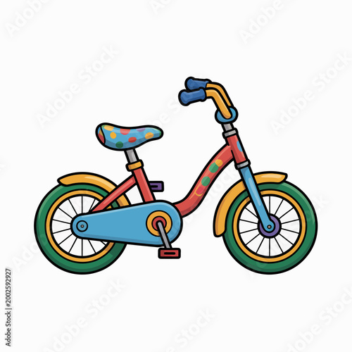 Kids Bicycle Colorful Cartoon Ride Illustration