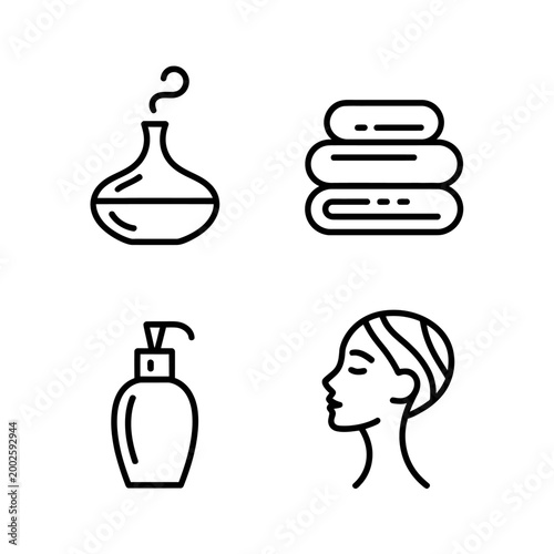 Beauty Spa Wellness Cosmetic Line Icons Collection