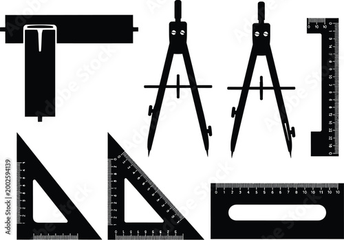 Drawing Ruler Compass Triangle Set
