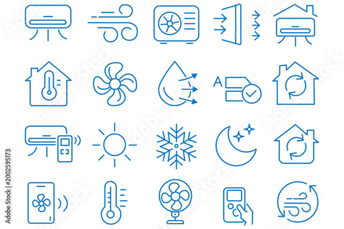 Air Conditioning icon set. Editable stroke.