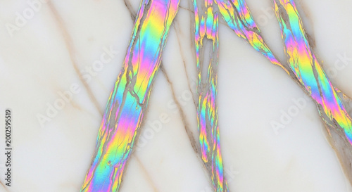 Abstract iridescent streaks on a marble background a vibrant and modern texture for design projects representing fluidity and light