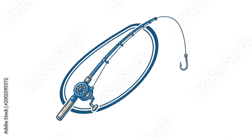 Fishing rod illustration against white background recreational activity