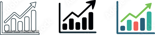 Quadro su tela Bar chart icons for startup pitch and investor presentation