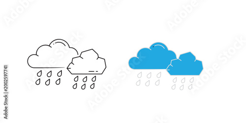 Weather icons cloudy with rain and blue sky with rain