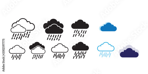 Weather icons rain and clouds a collection of atmospheric representations