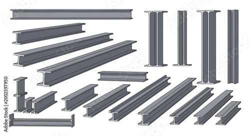 Industrial metal bracket set, steel construction parts, gray metallic components, 25 pieces