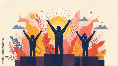 Flat vector graphic illustrating the concept of youth empowerment, evoking a sense of energy, progress, and potential.