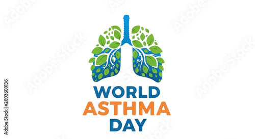 Human Lungs Made of Green Leaves Illustration for World Asthma Day Awareness Campaign for Respiratory Health and Medical Education