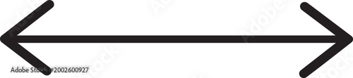 Horizontal double-headed arrow with a straight line and pointed tips facing left and right, black outline on a white background