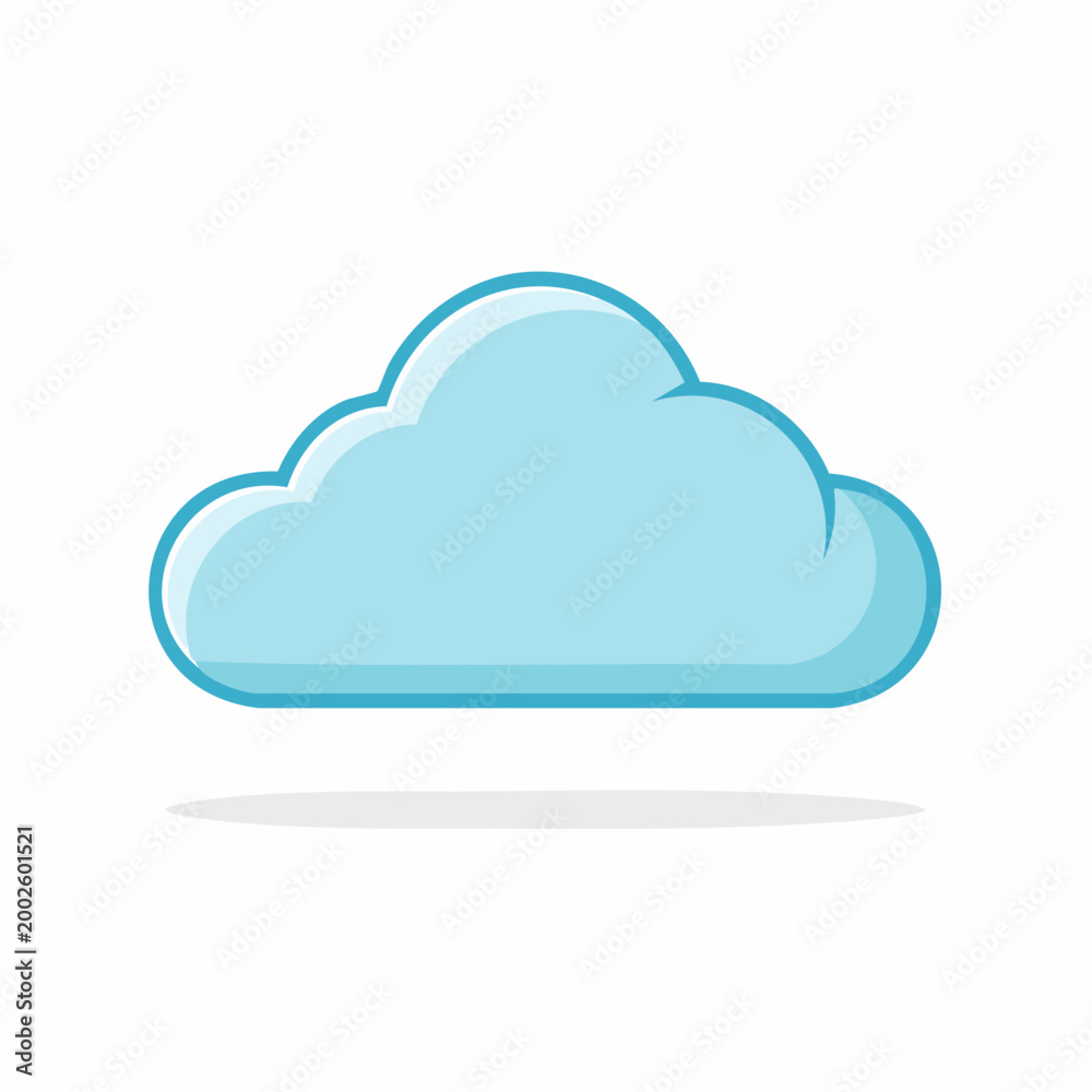 Fototapeta premium Stylized Blue Cloud Icon with Shadow