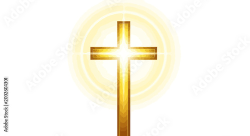 Golden Cross Symbol Of Faith Religion.