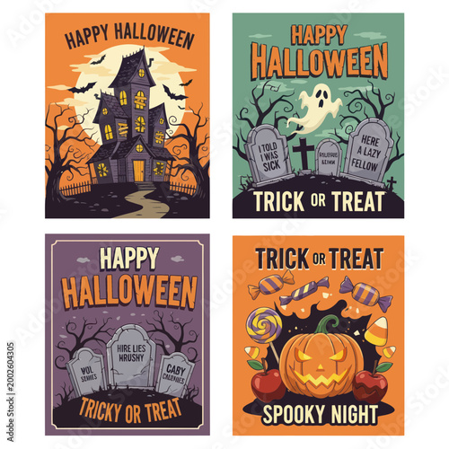 Halloween posters with spooky designs.