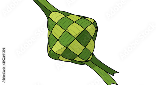 Green woven bamboo food wrap package.