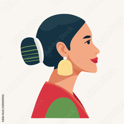 Profile of a Woman with Large Earrings and Updo