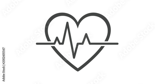 Minimalist vector illustration of a beating heart symbol used for medical design and health awareness concepts