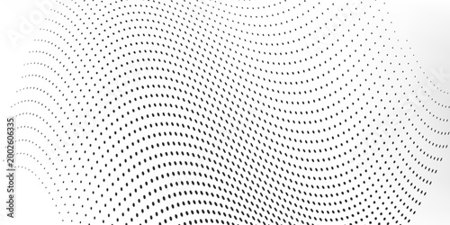 PrintRandom halftone. Pointillism style. Background with irregular, chaotic dots, points, circle. Abstract monochrome pattern. Black and white color. Vector illustration eps10