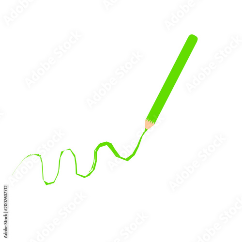 Colored pencil vector. Illustration of a colored pencil being drawn. Flat design of colored pencil for drawing. Colorful colored pencil