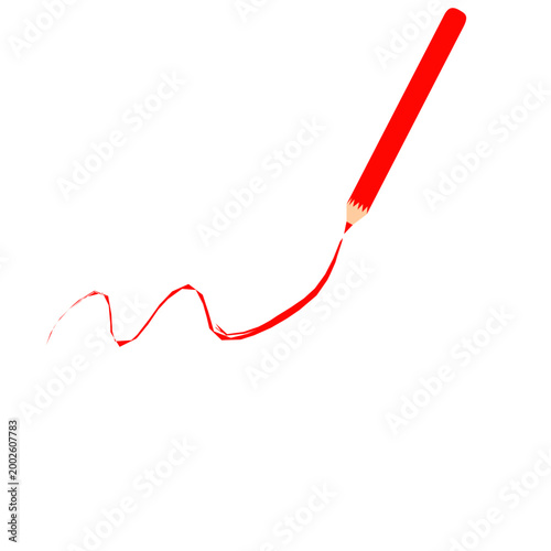 Colored pencil vector. Illustration of a colored pencil being drawn. Flat design of colored pencil for drawing. Colorful colored pencil