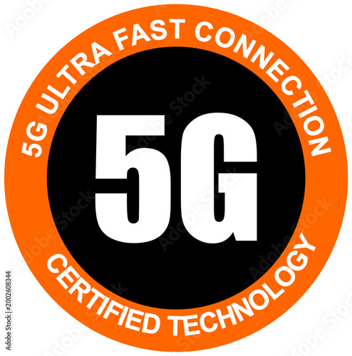 Premium Orange 5G High Speed Technology Badge Vector Icon