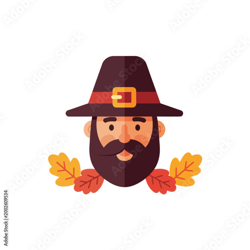 Cartoon bearded man in hat.