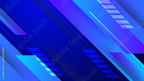Futuristic tech background in dark blue tones with digital stripes and geometric motion elements